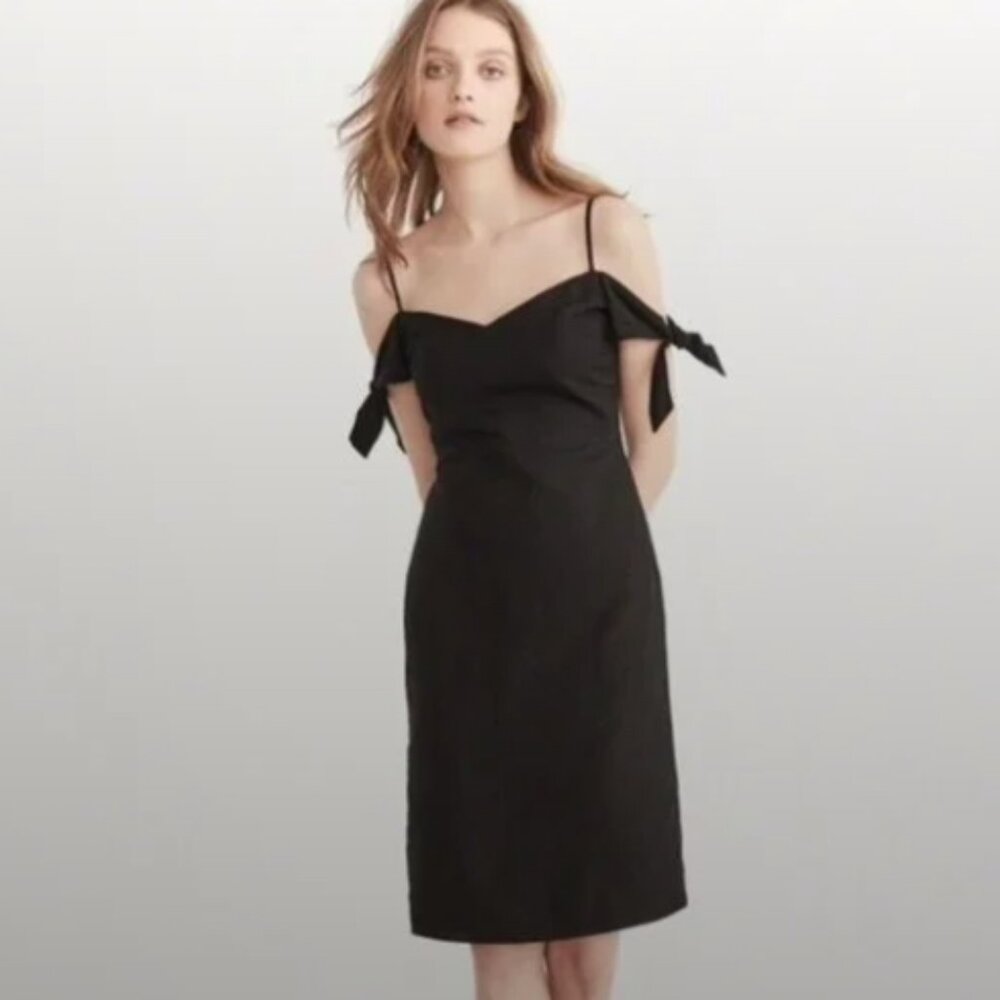 Abercrombie & Fitch Black Linen Midi Dress – Tie Straps – Size 0 (NWT)